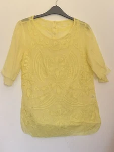 Yellow silk and cotton mix top size M - Picture 1 of 4