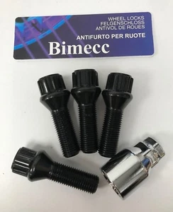 ALUFELGENVERRIEGELUNGSSCHRAUBEN 27 mm GEWINDE SCHWARZ BIMECC M14X1.25 FÜR BMW F07 F10 F11 - Bild 1 von 1