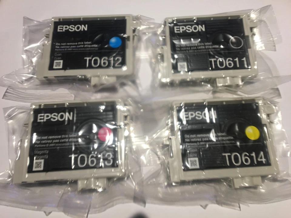 Epson T0615 4 x Ink cartridges T0611 Black T0612 Cyan T0613 Magenta T0614 Yellow - Image 1 of 1