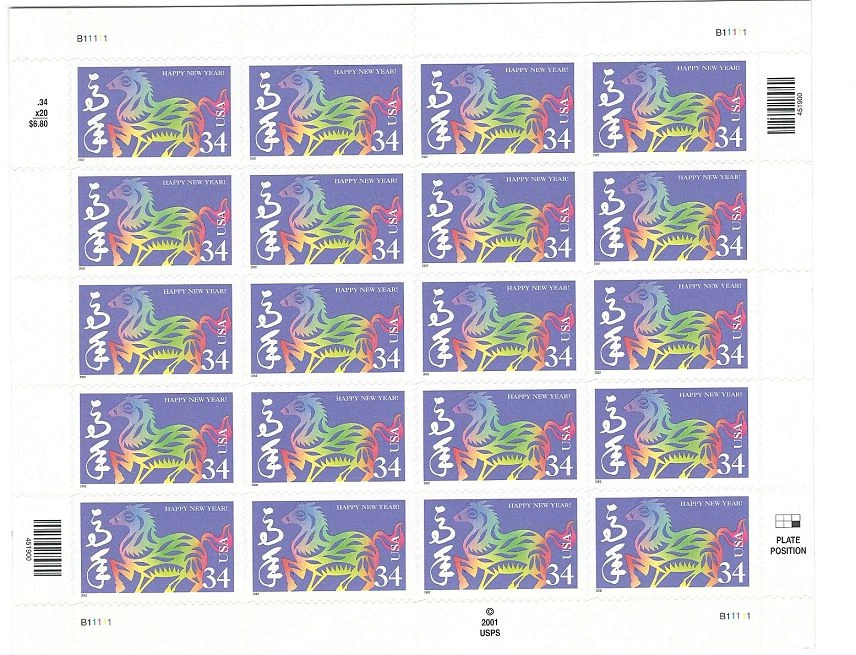 Scott #3559...34 Cent...Chinese New Year...Horse... Sheet of 20 - Image 1 of 1