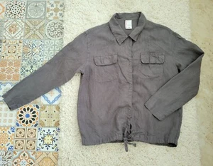 Hanna Andersson Womens Sz XS 100% Linen Drawstring Hem Jacket Hoop & Loop Shirt - Picture 1 of 11