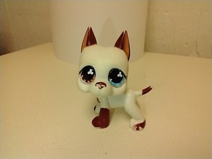 Littlest Pet Shop~#577~Great Dane~White Brown~Blue/Brown Clover Eyes~7/5/23