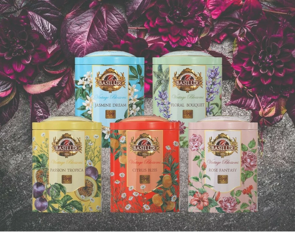 Albahaca Ceilán Colección Flores Vintage Té Negro y Verde Lata Té Suelto 100g Foto 1 de 1