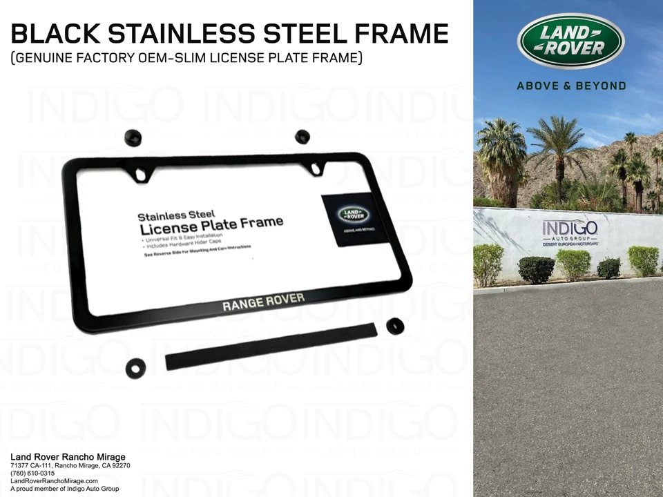 Range Rover Black Stainless Steel Slim License Plate Frame Genuine VPLCY0101 - Image 1 of 2