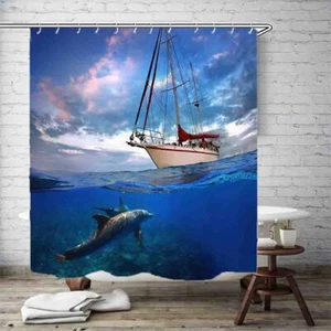 Catching Season Waterproof Bath Polyester Shower Curtain Liner Water Resistant - Bild 1 von 7