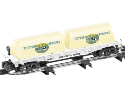 Lionel 48569 S Boston & Maine Buttermilk Bay Creamery Flatcar W/Milk Containers - Image 1 of 4