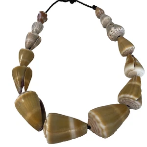 handmade Cone shell necklace Leather Unisex Mens Womens Statement Size 22” - Picture 1 of 18