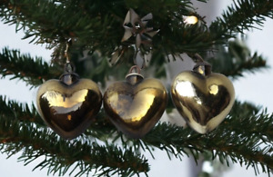 Heart Shaped Set of 3 Kugel Vintage X mas Tree Hanging Lights, Christmas Celeb