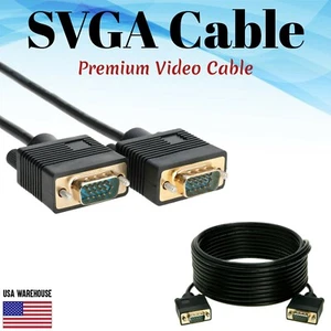 SVGA Super VGA Male Monitor Cable 3ft 6ft 10ft 15ft 25ft 30ft 50ft 100ft Lot - Picture 1 of 9