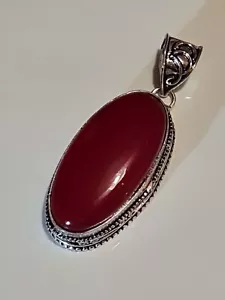CHUNKY red coral 925 Silver Gemstone Pendant Stunning Silverwork π(1540) - Picture 1 of 6