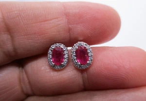 1,59 Karat 14K Gold Diamant & Rubin Ohrring Diamant = 1/3 Karat F-VS2 Wert = 5.750 $ - Bild 1 von 12