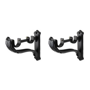2Pcs Double Curtain Rod Brackets Rod HoldersBlack Retro Wall Mount Brackets - Picture 1 of 9