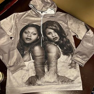 Lil Kim Foxy Marrón Blanco y Negro Hecho a Medida Sudadera con Capucha Unisex XL Foto 1 de 2