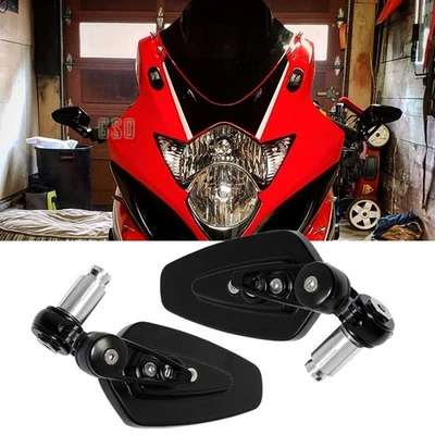 For Suzuki GSXR 1000 750 600 250 Motorcycle 7/8" 22mm Handle Bar End Mirrors NEW Foto 1 de 4