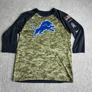 NFL Nike Detroit Lions Football Medium Salute To Service 3/4 Sleeve Shirt Camo - Picture 1 of 6