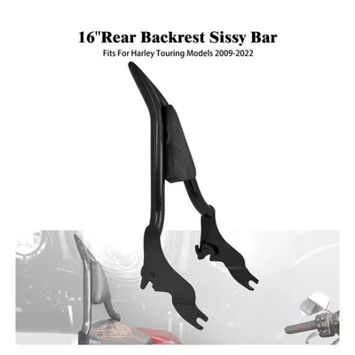 16" Passenger Diamond Backrest Sissy Bar For Harley Touring Electra Glide 09-24 Foto 1 de 4
