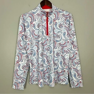 Pullover San Soleil Cuarto Cremallera Para Mujer Talla L Exterior Ligero Paisley UPF - Imagen 1 de 7