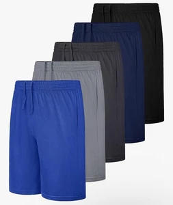 5 Pack Boys Athletic Basketball Shorts with Pockets Kids Youth Active Perform... - Picture 1 of 4