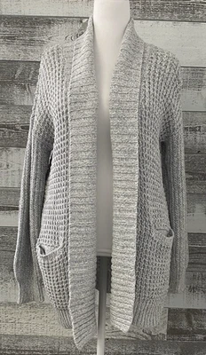 Женский серый вязаный кардиган с открытой передней частью Chaus New York свитер размер M - Изображение 1 из 4