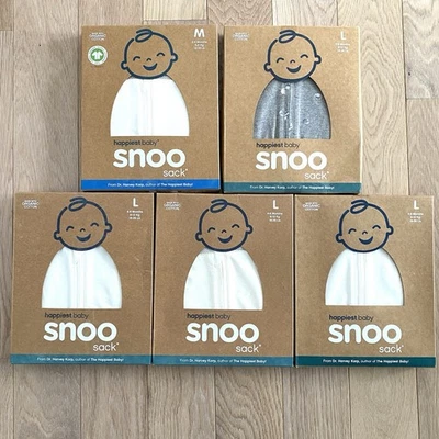 Lote de 5 sacos de dormir Happiest Baby Snoo medianos y grandes de algodón orgánico nuevos Foto 1 de 4