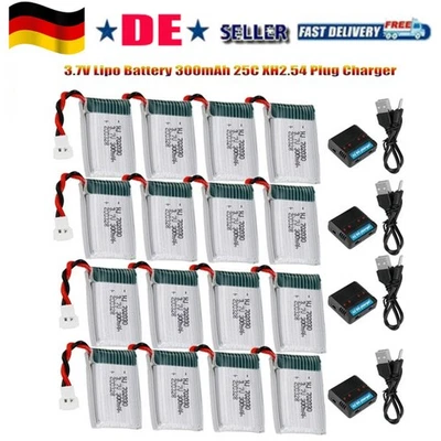 Wiederaufladbar Lipo Batterie 3,7v 300mAh 25C XH2.54 Plug mit Ladegerät + Kabel - Bild 1 von 4