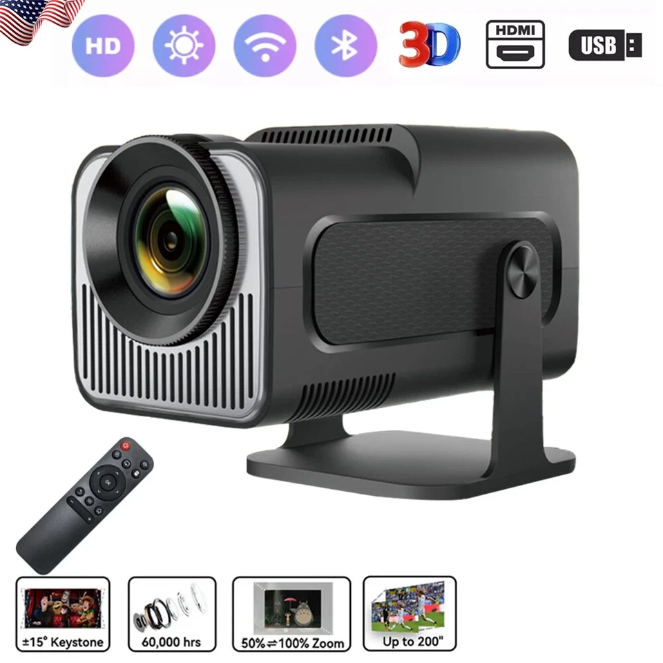 Mini 4K Android11 Projector Native 1080P 390ANSI HY320 Dual Wifi6 BT5.0 Portable - Image 1 of 4