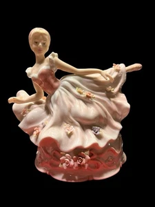 Bailarina musical en rosa con flores marcadas 1999 YH - Imagen 1 de 6