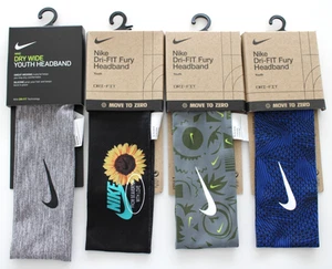 Nike Dri-Fit Fury Headbands 4 Pack Youth Black Blue Void Rough Green - Picture 1 of 3