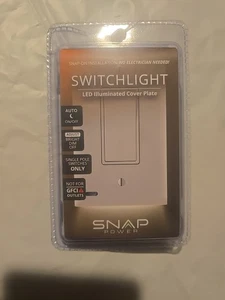 SnapPower SwitchLight 1-Gang Toggle Wall Plate, White S1SW-TWH-SP20-2 SnapPower - Picture 1 of 2