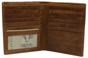 RFID Blocking Bifold Hipster Credit Card Wallet Premium Lambskin Leather (Cav... - Picture 1 of 6