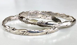 Coppia di braccialetti intrecciati intrecciati messicani sterling 925 vintage 8-1/8" 34gr - Foto 1 di 10