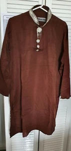 Mens Kameez Size Medium Brown Pakistani Indian Wedding Party Wear - Picture 1 of 3