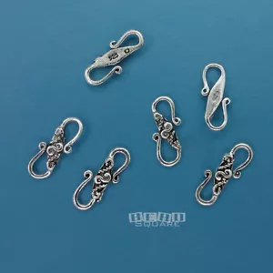 6 Stck. Antik Massiv Sterlingsilber ap.13 mm Geschnitzt S Haken Verschluss Stecker #33270 - Bild 1 von 2