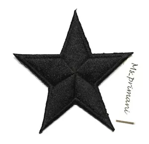 Embroidered patch BLACK Star Iron/Sew On Badge Bag Clothes Crafts 6.6 X 6.5 CM - Picture 1 of 2