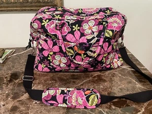 Vera Bradley Large Duffle Bag Weekender Overnight Pirouette Pink Black Green - Picture 1 of 10