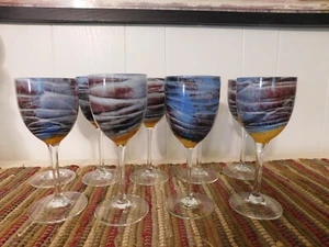 SET OF 9 STEVEN MASLACH GOBLETS. RARE, PRISTINE - Picture 1 of 5