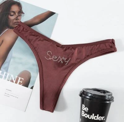 Calcinha calcinha feminina sexy seda gelo cetim fio dental sem costura costas em T - Imagem 1 de 4