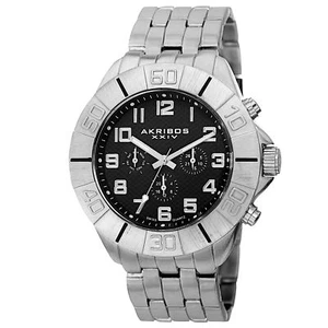 Men's Akribos XXIV AK767SSB Swiss Quartz Multifunction Silve-tone Bracelet Watch - Picture 1 of 4