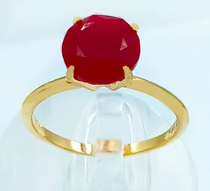 GENUINE 3.20 Cts RUBY SOLITAIRE RING 10K YELLOW GOLD - Free Appraisal Service - Picture 1 of 9