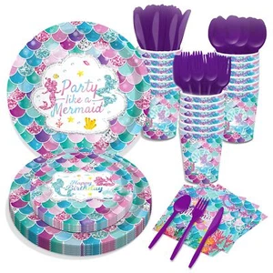 116 Pcs Mermaid Birthday Party Supplies Under the Sea Theme Party Tableware S... - Picture 1 of 9