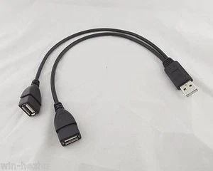 1x USB 2.0 A Male To Dual USB Female Jack Y Splitter Hub Power Adapter Cable 1ft - Picture 1 of 3