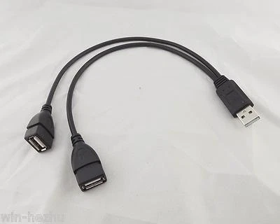 1x USB 2.0 A Male To Dual USB Female Jack Y Splitter Hub Power Adapter Cable 1ft - Image 1 of 3