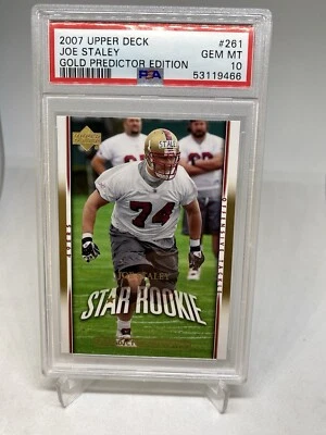 2007 Upper Deck Joe Staley GOLD  PREDICTOR EDITION ROOKIE RC PSA 10 GEM MT POP 7 - Image 1 of 4