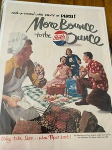 Vintage 1951 Pepsi Cola Fun's A Cookin Couples Grilling Picnic Soda ad - Picture 1 of 1