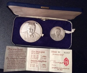 Winston Spencer Churchill Centenary 1874 -1974 Silver Medallions (Gregory & Co) - Picture 1 of 10