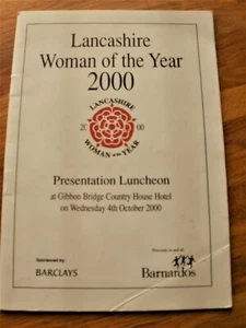 LANCASHIRE FRAU DES JAHRES 2000 PRÄSENTATION MITTAGESSEN BOOKLET, GIBBON BRIDGE - Bild 1 von 2