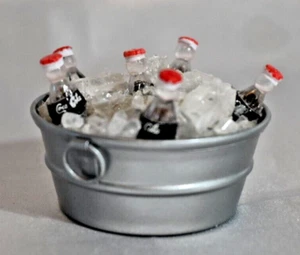 Coca Cola Miniature Washtub with Coke Bottles and Ice - Picture 1 of 3