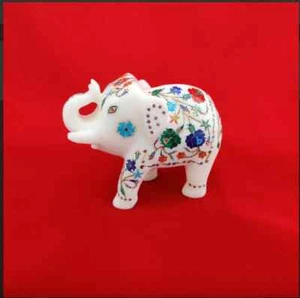 Mosaico con incrustación de piedra rara de marquetería trompa de elefante de mármol de 8"" trabajo elegante - Imagen 1 de 5