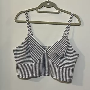 Top corto para mujer Universal Thread azul a rayas espalda ajustada grande - Imagen 1 de 8