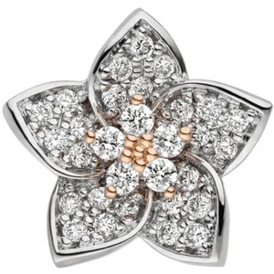 Colgante Flor Con 30 Diamantes Brillantes 585 Oro Rosa Oro Blanco Bicolor - Imagen 1 de 1